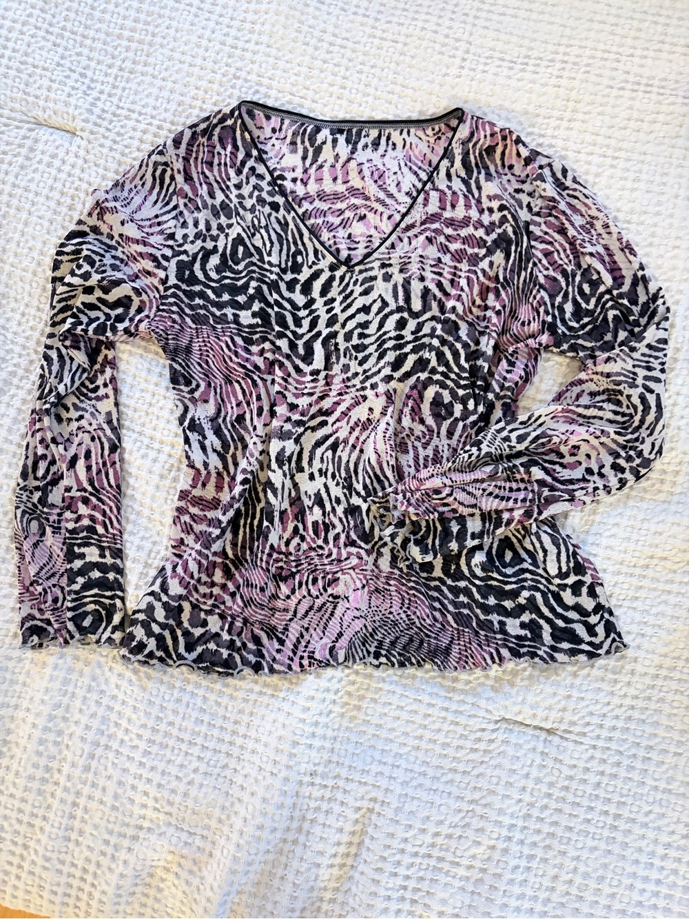 Y2k Mesh Animal Print Top